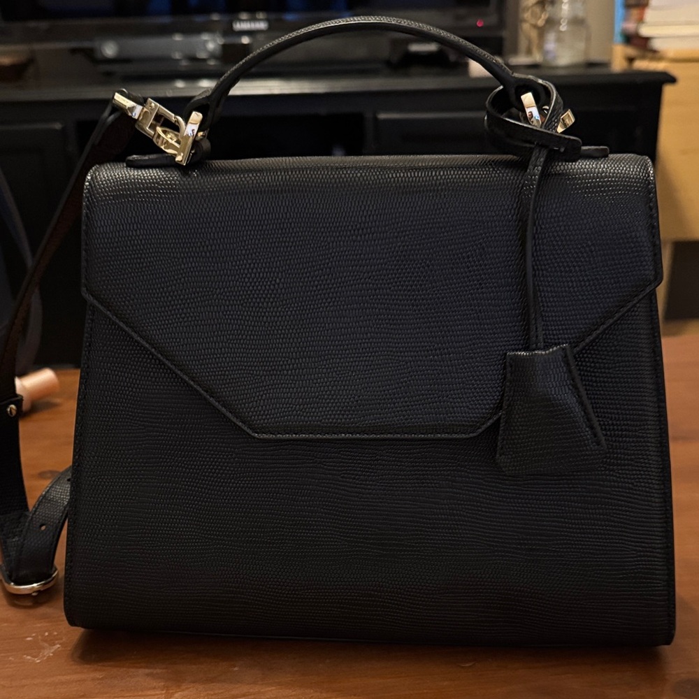 Italic Sophisticated Black Satchel Bag